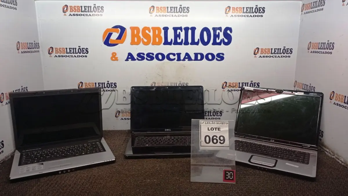LOTE 069 - 03 NOTEBOOKS DE MARCAS E MODELOS DIVERSOS. (NO ESTADO) ATENÇÃO! FAZER A VISITAÇÃO ANTES DE ARREMATAR, NÃO SABEMOS SE FUNCIONA, LEILÃO NÃO TEM GARANTIA E NEM DEVOLUÇÃO, SUJEITO A POSSÍVEIS AVARIAS VISÍVEIS/OCULTAS E/OU AUSÊNCIA DE COMPONENTES.