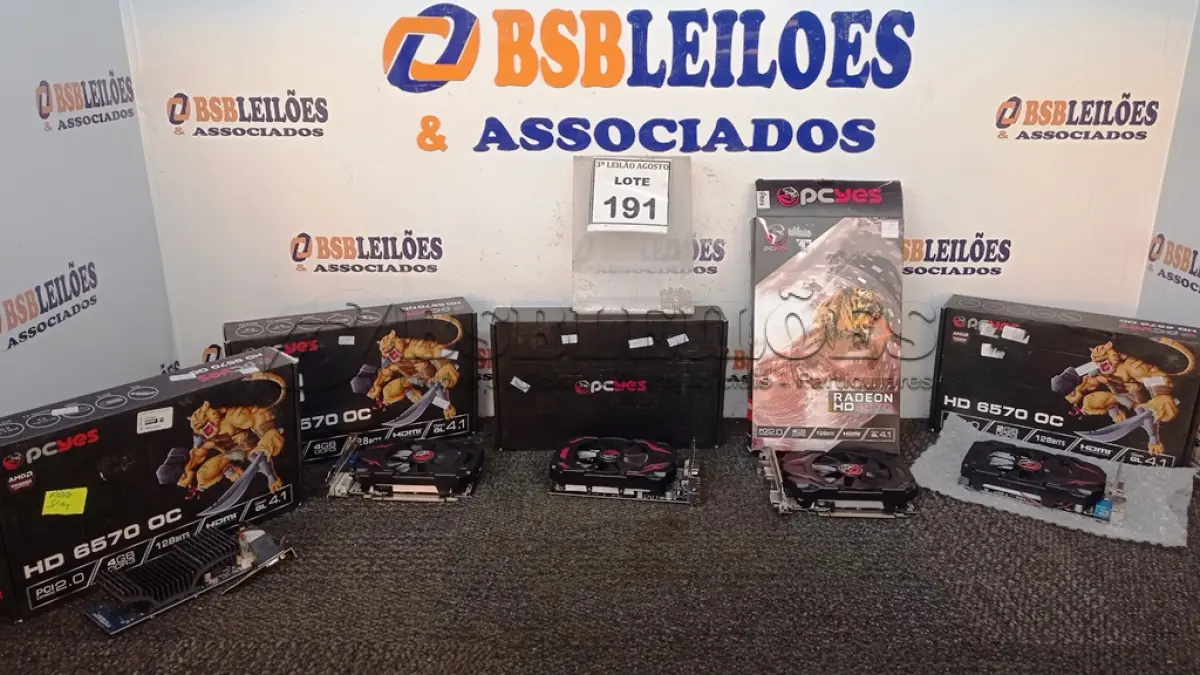 LOTE 191 - 05 PLACAS DE VÍDEO MARCAS DIVERSAS. (NO ESTADO) ATENÇÃO! FAZER A VISITAÇÃO ANTES DE ARREMATAR, NÃO SABEMOS SE FUNCIONA, LEILÃO NÃO TEM GARANTIA E NEM DEVOLUÇÃO, SUJEITO A POSSÍVEIS AVARIAS VISÍVEIS/OCULTAS E/OU AUSÊNCIA DE COMPONENTES.