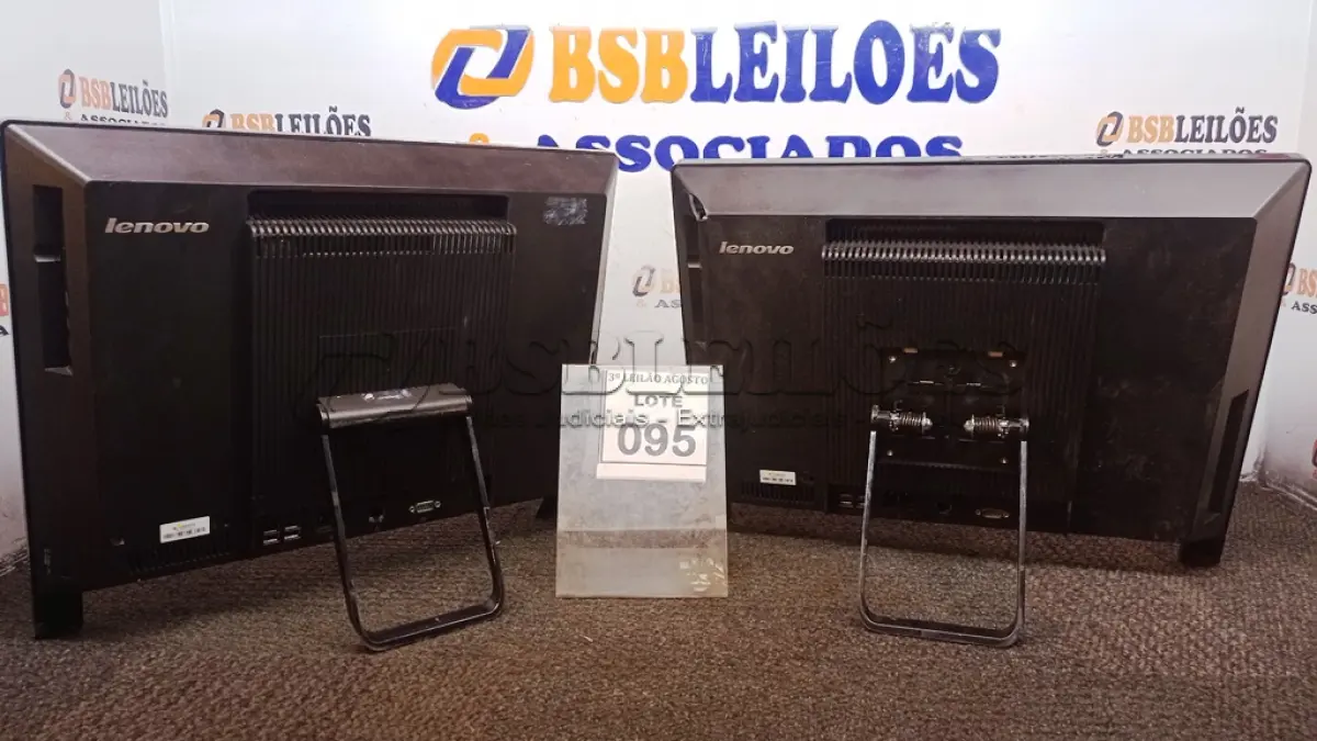 LOTE 095 - 02 ALL IN ONE MARCA LENOVO. (NO ESTADO) ATENÇÃO! FAZER A VISITAÇÃO ANTES DE ARREMATAR, NÃO SABEMOS SE FUNCIONA, LEILÃO NÃO TEM GARANTIA E NEM DEVOLUÇÃO, SUJEITO A POSSÍVEIS AVARIAS VISÍVEIS/OCULTAS E/OU AUSÊNCIA DE COMPONENTES.