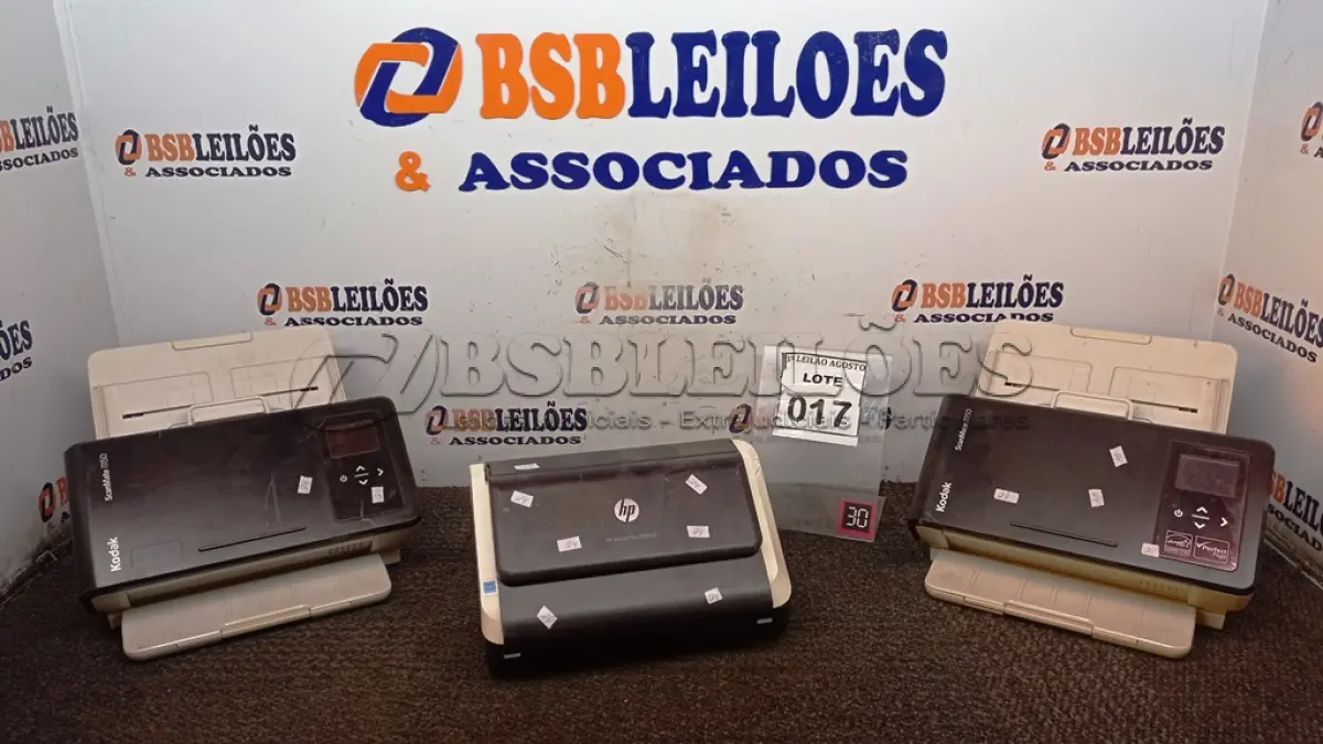 LOTE 017 - 02 SCANNERS MARCA KODAK E 01 MARCA HP. (NO ESTADO) ATENÇÃO! FAZER A VISITAÇÃO ANTES DE ARREMATAR, NÃO SABEMOS SE FUNCIONA, LEILÃO NÃO TEM GARANTIA E NEM DEVOLUÇÃO, SUJEITO A POSSÍVEIS AVARIAS VISÍVEIS/OCULTAS E/OU AUSÊNCIA DE COMPONENTES.