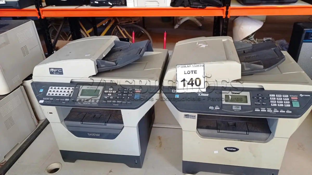 LOTE 140 - 02 IMPRESSORAS MULTIFUNCIONAIS MARCA BROTHER. (NO ESTADO) ATENÇÃO! FAZER A VISITAÇÃO ANTES DE ARREMATAR, NÃO SABEMOS SE FUNCIONA, LEILÃO NÃO TEM GARANTIA E NEM DEVOLUÇÃO, SUJEITO A POSSÍVEIS AVARIAS VISÍVEIS/OCULTAS E/OU AUSÊNCIA DE COMPONENTES.