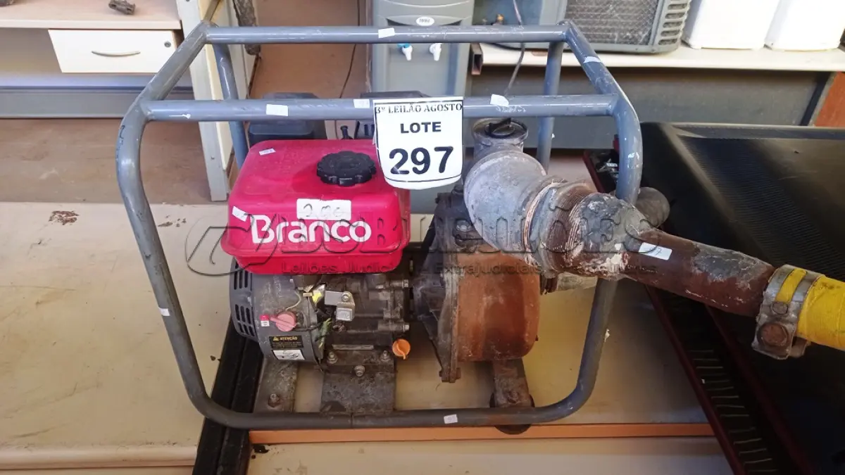 LOTE 297 - 01 BOMBA D’AGUA MARCA BRANCO MODELO B4T 705. (NO ESTADO) ATENÇÃO! FAZER A VISITAÇÃO ANTES DE ARREMATAR, NÃO SABEMOS SE FUNCIONA, LEILÃO NÃO TEM GARANTIA E NEM DEVOLUÇÃO, SUJEITO A POSSÍVEIS AVARIAS VISÍVEIS/OCULTAS E/OU AUSÊNCIA DE COMPONENTES.