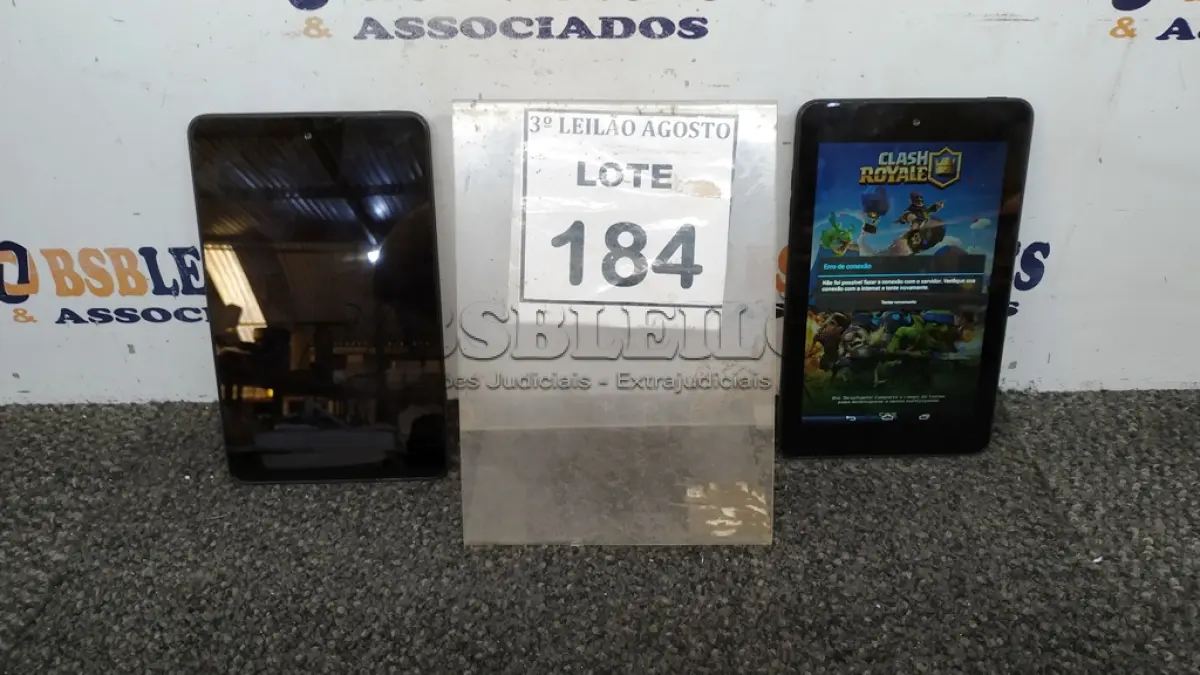 LOTE 184 - 02 TABLETS MARCA DELL. (NO ESTADO) ATENÇÃO! FAZER A VISITAÇÃO ANTES DE ARREMATAR, NÃO SABEMOS SE FUNCIONA, LEILÃO NÃO TEM GARANTIA E NEM DEVOLUÇÃO, SUJEITO A POSSÍVEIS AVARIAS VISÍVEIS/OCULTAS E/OU AUSÊNCIA DE COMPONENTES.