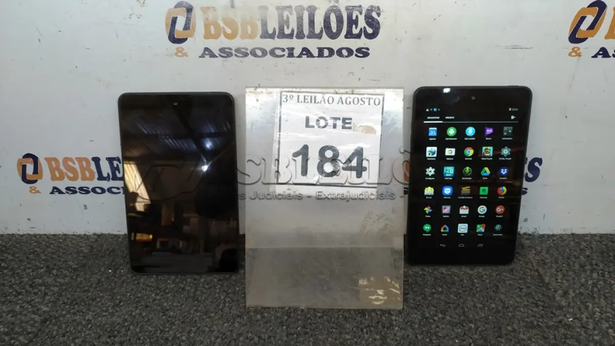 LOTE 184 - 02 TABLETS MARCA DELL. (NO ESTADO) ATENÇÃO! FAZER A VISITAÇÃO ANTES DE ARREMATAR, NÃO SABEMOS SE FUNCIONA, LEILÃO NÃO TEM GARANTIA E NEM DEVOLUÇÃO, SUJEITO A POSSÍVEIS AVARIAS VISÍVEIS/OCULTAS E/OU AUSÊNCIA DE COMPONENTES.