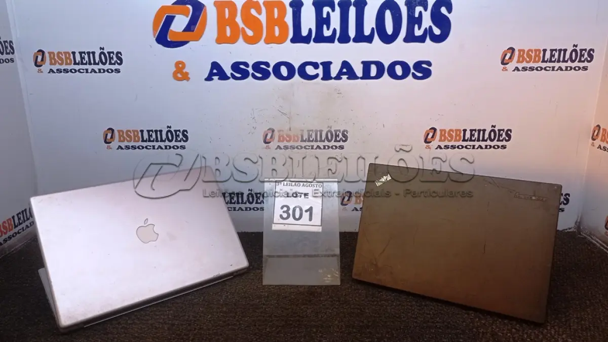 LOTE 301 - 01 NOTEBOOK APPLE E 01 NOTEBOOK MARCA LENOVO PARA RETIRADA DE PEÇAS. (NO ESTADO) ATENÇÃO! FAZER A VISITAÇÃO ANTES DE ARREMATAR, NÃO SABEMOS SE FUNCIONA, LEILÃO NÃO TEM GARANTIA E NEM DEVOLUÇÃO, SUJEITO A POSSÍVEIS AVARIAS VISÍVEIS/OCULTAS E/OU AUSÊNCIA DE COMPONENTES.