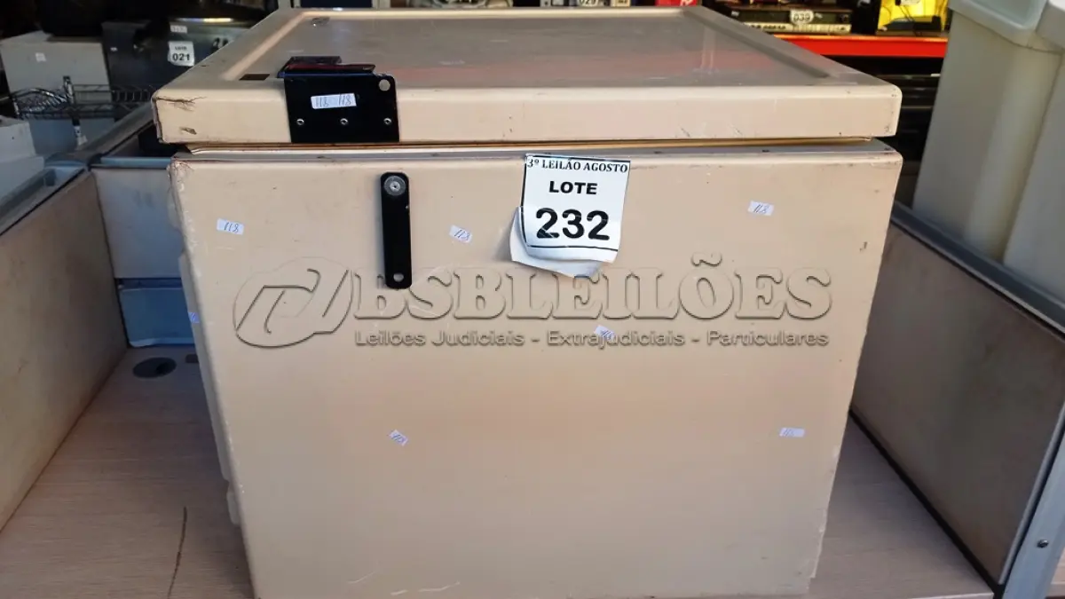 LOTE 232 - 01 CAIXA TÉRMICA. (NO ESTADO) ATENÇÃO! FAZER A VISITAÇÃO ANTES DE ARREMATAR, NÃO SABEMOS SE FUNCIONA, LEILÃO NÃO TEM GARANTIA E NEM DEVOLUÇÃO, SUJEITO A POSSÍVEIS AVARIAS VISÍVEIS/OCULTAS E/OU AUSÊNCIA DE COMPONENTES.