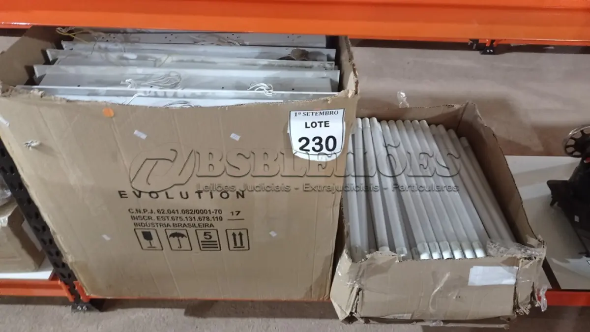 LOTE 230 - 01 LOTE COM GRANDE QUANTIDADE DE CALHAS E LÂMPADAS DE LED. (NO ESTADO) ATENÇÃO! FAZER A VISITAÇÃO ANTES DE ARREMATAR, NÃO SABEMOS SE FUNCIONA, LEILÃO NÃO TEM GARANTIA E NEM DEVOLUÇÃO, SUJEITO A POSSÍVEIS AVARIAS VISÍVEIS/OCULTAS E/OU AUSÊNCIA DE COMPONENTES