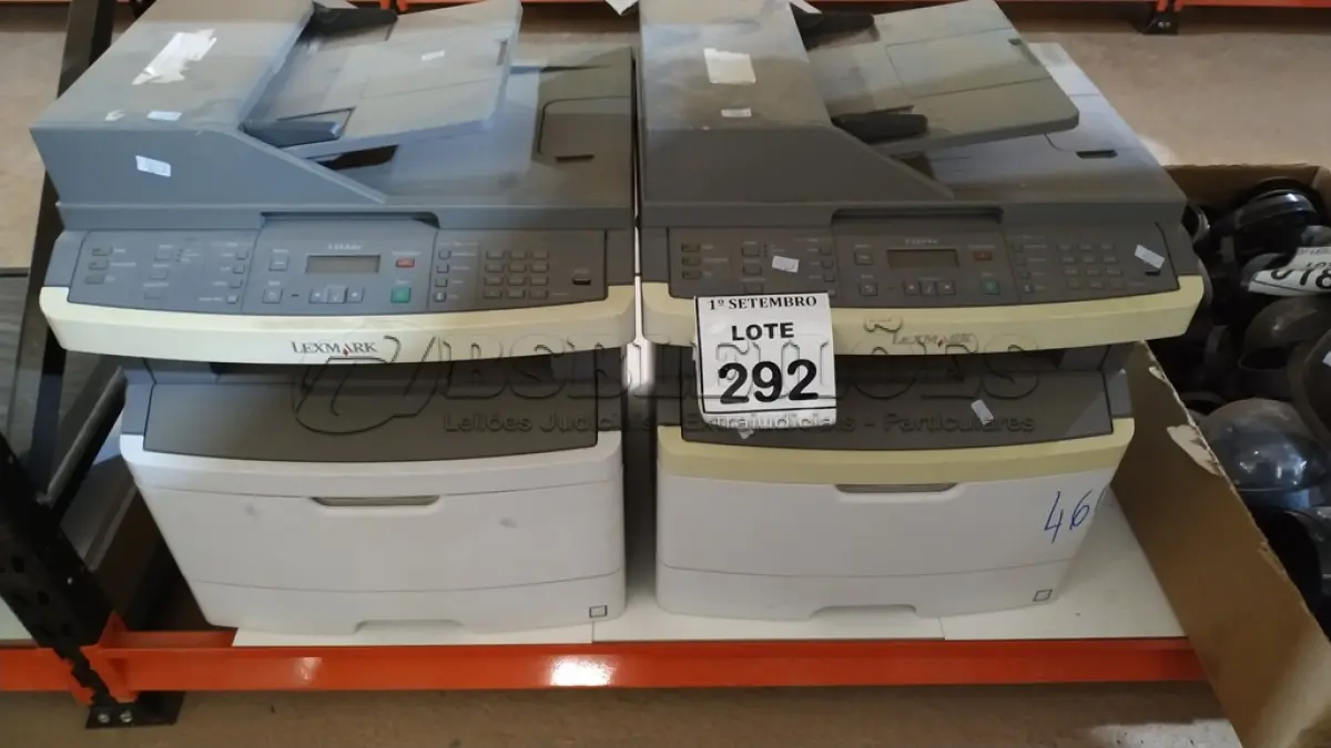 LOTE 292 - 01 IMPRESSORA MODELO X364DN MARCA LEXMARK. (NO ESTADO) ATENÇÃO! FAZER A VISITAÇÃO ANTES DE ARREMATAR, NÃO SABEMOS SE FUNCIONA, LEILÃO NÃO TEM GARANTIA E NEM DEVOLUÇÃO, SUJEITO A POSSÍVEIS AVARIAS VISÍVEIS/OCULTAS E/OU AUSÊNCIA DE COMPONENTES.