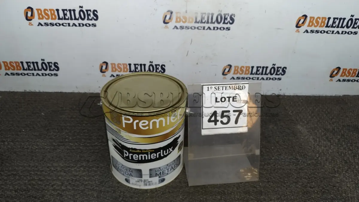 LOTE 457 - 01 LATA DE ESMALTE SINTÉTICO PREMIERLUX DE 3,6L NA COR CINZA MÉDIO MARCA PREMIER. (NO ESTADO) ATENÇÃO! FAZER A VISITAÇÃO ANTES DE ARREMATAR, NÃO SABEMOS SE FUNCIONA, LEILÃO NÃO TEM GARANTIA E NEM DEVOLUÇÃO, SUJEITO A POSSÍVEIS AVARIAS VISÍVEIS/OCULTAS E/OU AUSÊNCIA DE COMPONENTES.