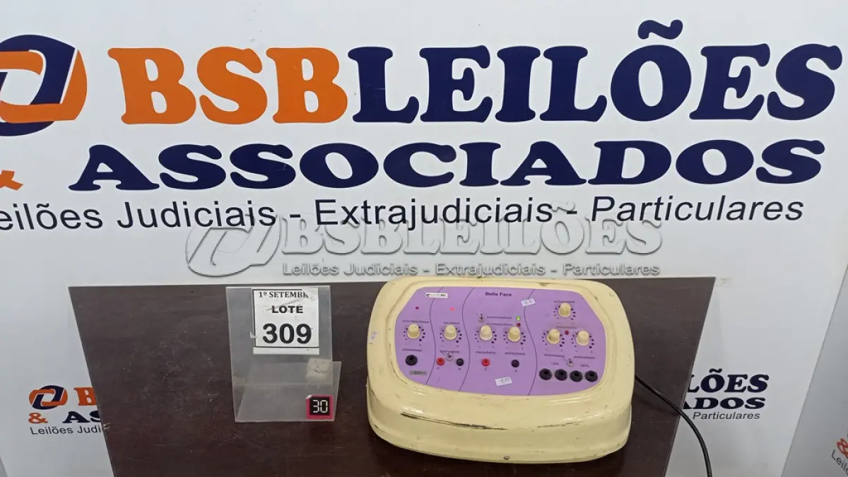 LOTE 309 - 01 APARELHO DE ALTA FREQUÊNCIA BELLE FACE MARCA ELETROBEL. (NO ESTADO) ATENÇÃO! FAZER A VISITAÇÃO ANTES DE ARREMATAR, NÃO SABEMOS SE FUNCIONA, LEILÃO NÃO TEM GARANTIA E NEM DEVOLUÇÃO, SUJEITO A POSSÍVEIS AVARIAS VISÍVEIS/OCULTAS E/OU AUSÊNCIA DE COMPONENTES