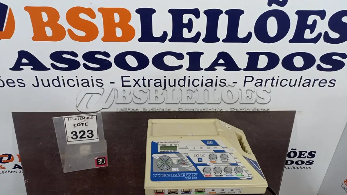 LOTE 323 - 01 EQUIPAMENTO DE ELETROESTIMULAÇÃO. (NO ESTADO) ATENÇÃO! FAZER A VISITAÇÃO ANTES DE ARREMATAR, NÃO SABEMOS SE FUNCIONA, LEILÃO NÃO TEM GARANTIA E NEM DEVOLUÇÃO, SUJEITO A POSSÍVEIS AVARIAS VISÍVEIS/OCULTAS E/OU AUSÊNCIA DE COMPONENTES.