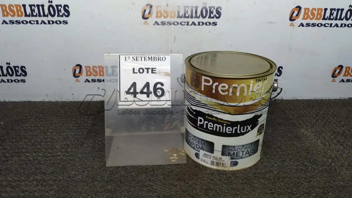 LOTE 446 - 01 LATA DE ESMALTE SINTÉTICO PREMIERLUX DE 3,6L NA COR CINZA MÉDIO MARCA PREMIER. (NO ESTADO) ATENÇÃO! FAZER A VISITAÇÃO ANTES DE ARREMATAR, NÃO SABEMOS SE FUNCIONA, LEILÃO NÃO TEM GARANTIA E NEM DEVOLUÇÃO, SUJEITO A POSSÍVEIS AVARIAS VISÍVEIS/OCULTAS E/OU AUSÊNCIA DE COMPONENTES.