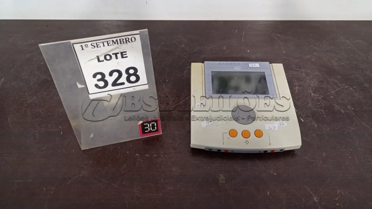 LOTE 328 - 01 EQUIPAMENTO DE ELETROESTIMULAÇÃO. (NO ESTADO) ATENÇÃO! FAZER A VISITAÇÃO ANTES DE ARREMATAR, NÃO SABEMOS SE FUNCIONA, LEILÃO NÃO TEM GARANTIA E NEM DEVOLUÇÃO, SUJEITO A POSSÍVEIS AVARIAS VISÍVEIS/OCULTAS E/OU AUSÊNCIA DE COMPONENTES.