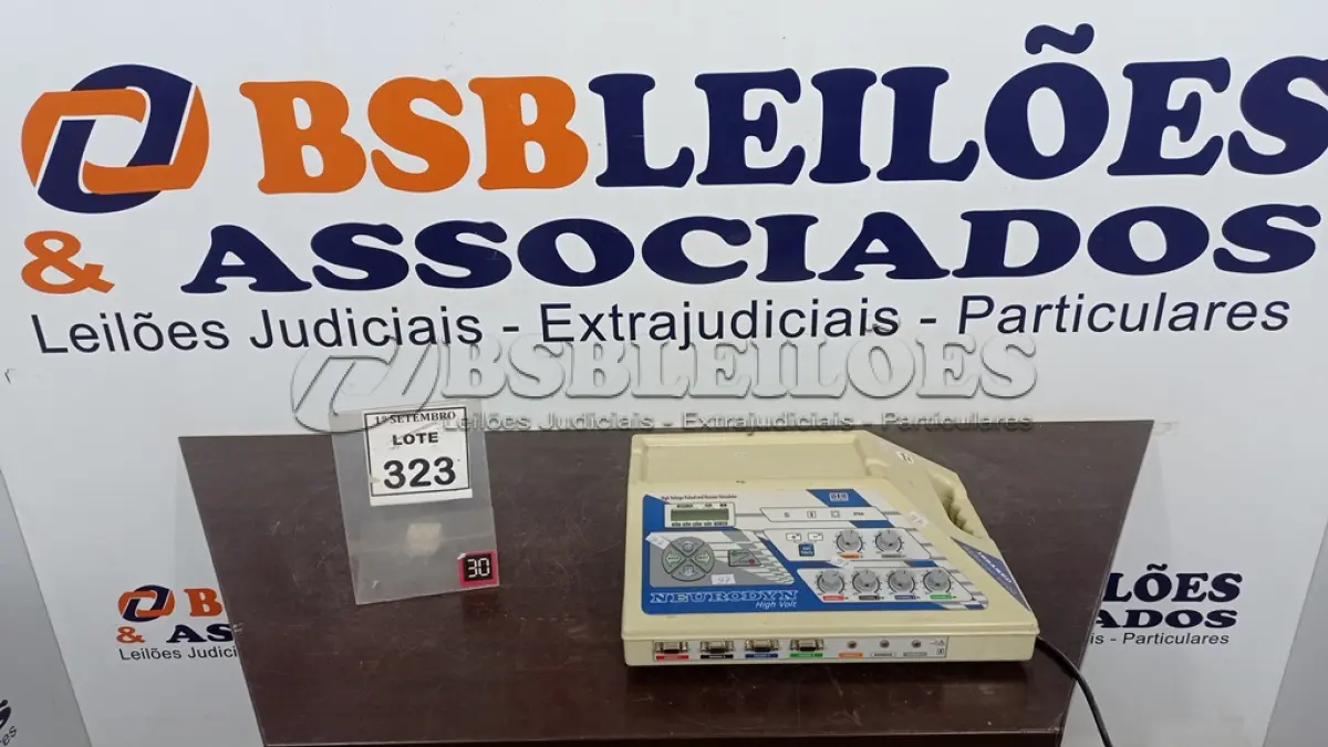 LOTE 323 - 01 EQUIPAMENTO DE ELETROESTIMULAÇÃO. (NO ESTADO) ATENÇÃO! FAZER A VISITAÇÃO ANTES DE ARREMATAR, NÃO SABEMOS SE FUNCIONA, LEILÃO NÃO TEM GARANTIA E NEM DEVOLUÇÃO, SUJEITO A POSSÍVEIS AVARIAS VISÍVEIS/OCULTAS E/OU AUSÊNCIA DE COMPONENTES.