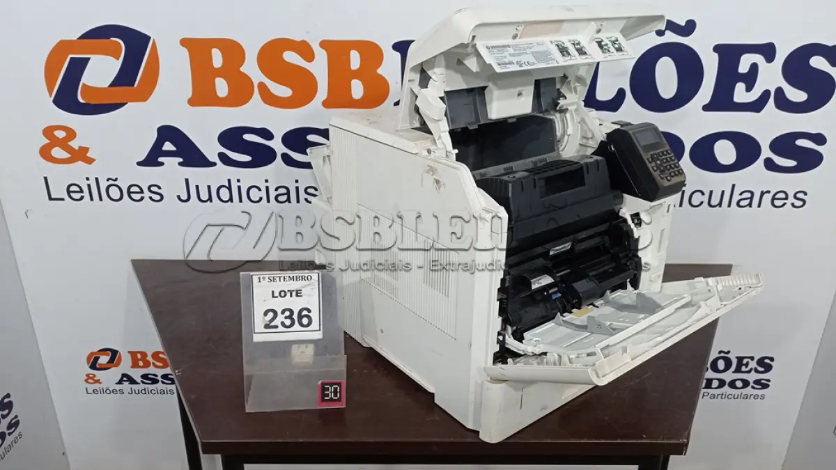 LOTE 236 - 01 IMPRESSORA MARCA HP M605. (NO ESTADO) ATENÇÃO! FAZER A VISITAÇÃO ANTES DE ARREMATAR, NÃO SABEMOS SE FUNCIONA, LEILÃO NÃO TEM GARANTIA E NEM DEVOLUÇÃO, SUJEITO A POSSÍVEIS AVARIAS VISÍVEIS/OCULTAS E/OU AUSÊNCIA DE COMPONENTES