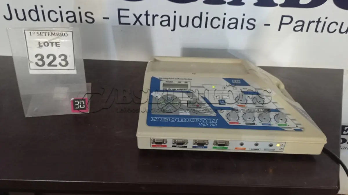 LOTE 323 - 01 EQUIPAMENTO DE ELETROESTIMULAÇÃO. (NO ESTADO) ATENÇÃO! FAZER A VISITAÇÃO ANTES DE ARREMATAR, NÃO SABEMOS SE FUNCIONA, LEILÃO NÃO TEM GARANTIA E NEM DEVOLUÇÃO, SUJEITO A POSSÍVEIS AVARIAS VISÍVEIS/OCULTAS E/OU AUSÊNCIA DE COMPONENTES.