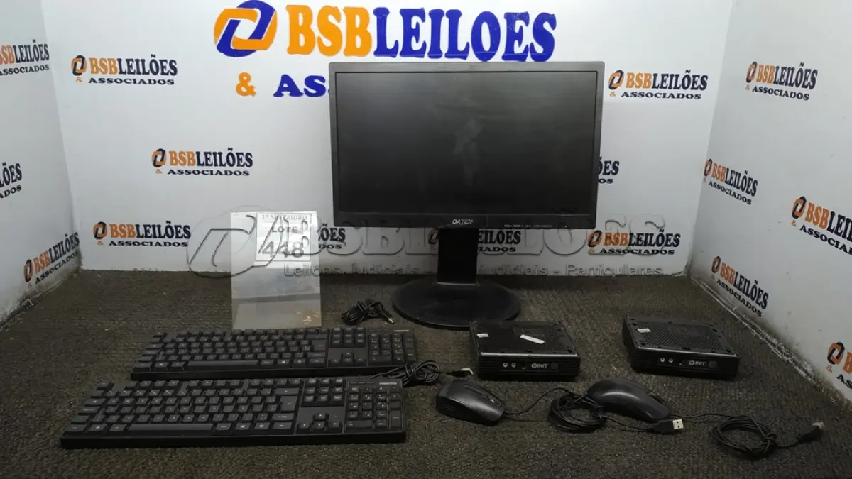 LOTE 448 - 01 MONITOR MARCA DATEN, 02 TECLADOS, 02 MOUSES E 02 MINI PC INIT. (NO ESTADO) ATENÇÃO! FAZER A VISITAÇÃO ANTES DE ARREMATAR, NÃO SABEMOS SE FUNCIONA, LEILÃO NÃO TEM GARANTIA E NEM DEVOLUÇÃO, SUJEITO A POSSÍVEIS AVARIAS VISÍVEIS/OCULTAS E/OU AUSÊNCIA DE COMPONENTES.