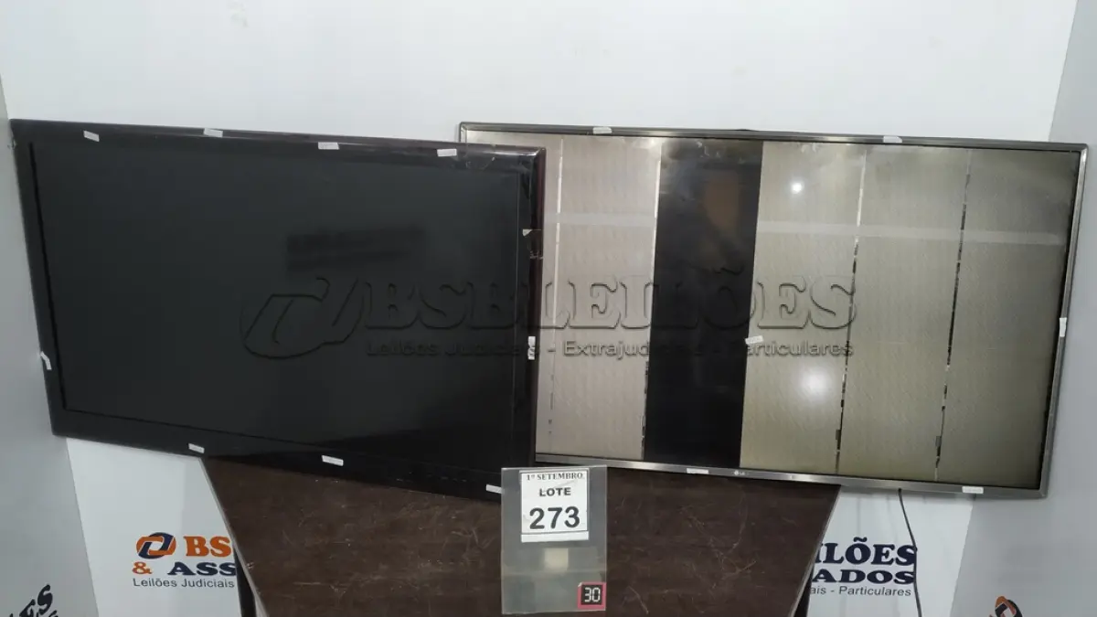 LOTE 273 - 01 TV LCD 42’’ MARCA LG E 01 TV LCD 46’’ MARCA LG COM AVARIAS. (NO ESTADO) ATENÇÃO! FAZER A VISITAÇÃO ANTES DE ARREMATAR, NÃO SABEMOS SE FUNCIONA, LEILÃO NÃO TEM GARANTIA E NEM DEVOLUÇÃO, SUJEITO A POSSÍVEIS AVARIAS VISÍVEIS/OCULTAS E/OU AUSÊNCIA DE COMPONENTES.