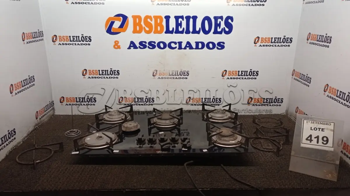 LOTE 419 - 01 COOKTOP 05 BOCAS MARCA FISCHER. (NO ESTADO) ATENÇÃO! FAZER A VISITAÇÃO ANTES DE ARREMATAR, NÃO SABEMOS SE FUNCIONA. LEILÃO NÃO TEM GARANTIA E NEM DEVOLUÇÃO, SUJEITO A POSSÍVEIS AVARIAS VISÍVEIS/OCULTAS E/OU AUSÊNCIA DE COMPONENTES.