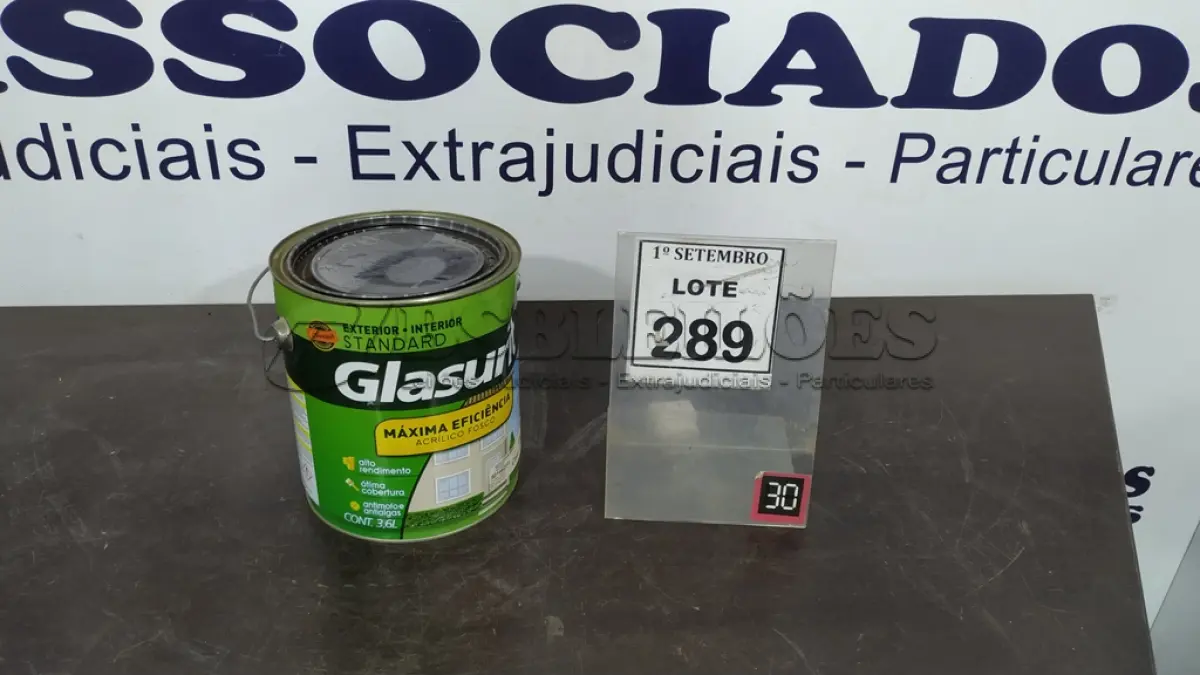 LOTE 289 - 01 LATA DE ACRÍLICO FOSCO 3,6L NA COR FOSCO EQUILÍBRIO MARCA GLASURIT. (NO ESTADO) ATENÇÃO! FAZER A VISITAÇÃO ANTES DE ARREMATAR, NÃO SABEMOS SE FUNCIONA, LEILÃO NÃO TEM GARANTIA E NEM DEVOLUÇÃO, SUJEITO A POSSÍVEIS AVARIAS VISÍVEIS/OCULTAS E/OU AUSÊNCIA DE COMPONENTES.