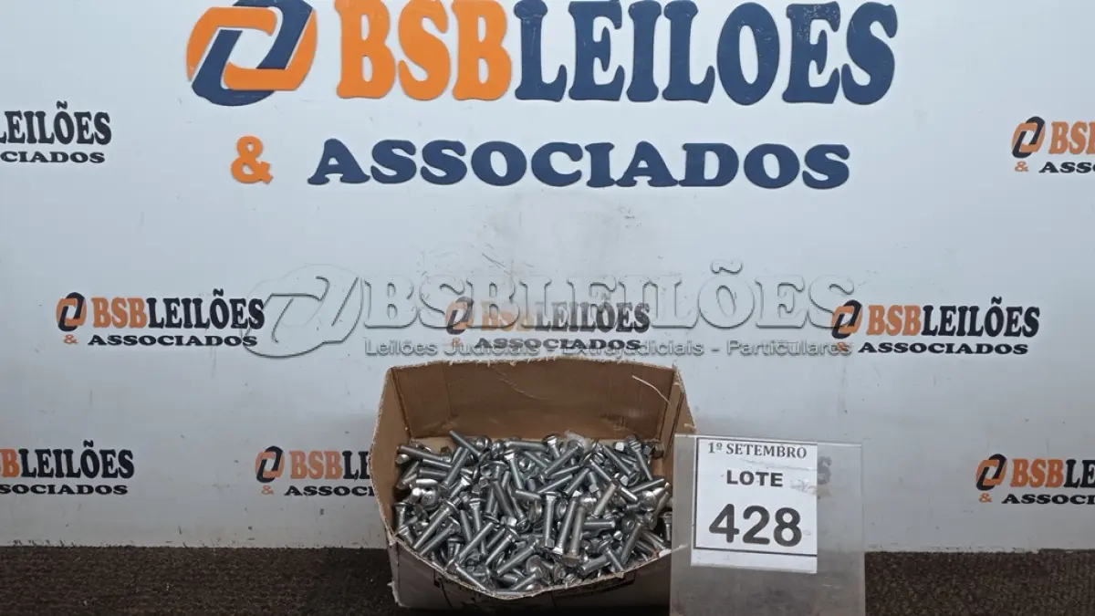 LOTE 428 - 01 LOTE COM GRANDE QUANTIDADE DE PARAFUSO FRANCÊS COM PORCAS. (NO ESTADO) ATENÇÃO! FAZER A VISITAÇÃO ANTES DE ARREMATAR, NÃO SABEMOS SE FUNCIONA, LEILÃO NÃO TEM GARANTIA E NEM DEVOLUÇÃO, SUJEITO A POSSÍVEIS AVARIAS VISÍVEIS/OCULTAS E/OU AUSÊNCIA DE COMPONENTES.