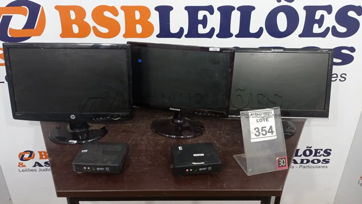 LOTE 354 - 03 MONITORES DE MARCAS E MODELOS DIVERSOS E 02MINI PC MARCA INIT. (NO ESTADO) ATENÇÃO! FAZER A VISITAÇÃO ANTES DE ARREMATAR, NÃO SABEMOS SE FUNCIONA, LEILÃO NÃO TEM GARANTIA E NEM DEVOLUÇÃO, SUJEITO A POSSÍVEIS AVARIAS VISÍVEIS/OCULTAS E/OU AUSÊNCIA DE COMPONENTES.