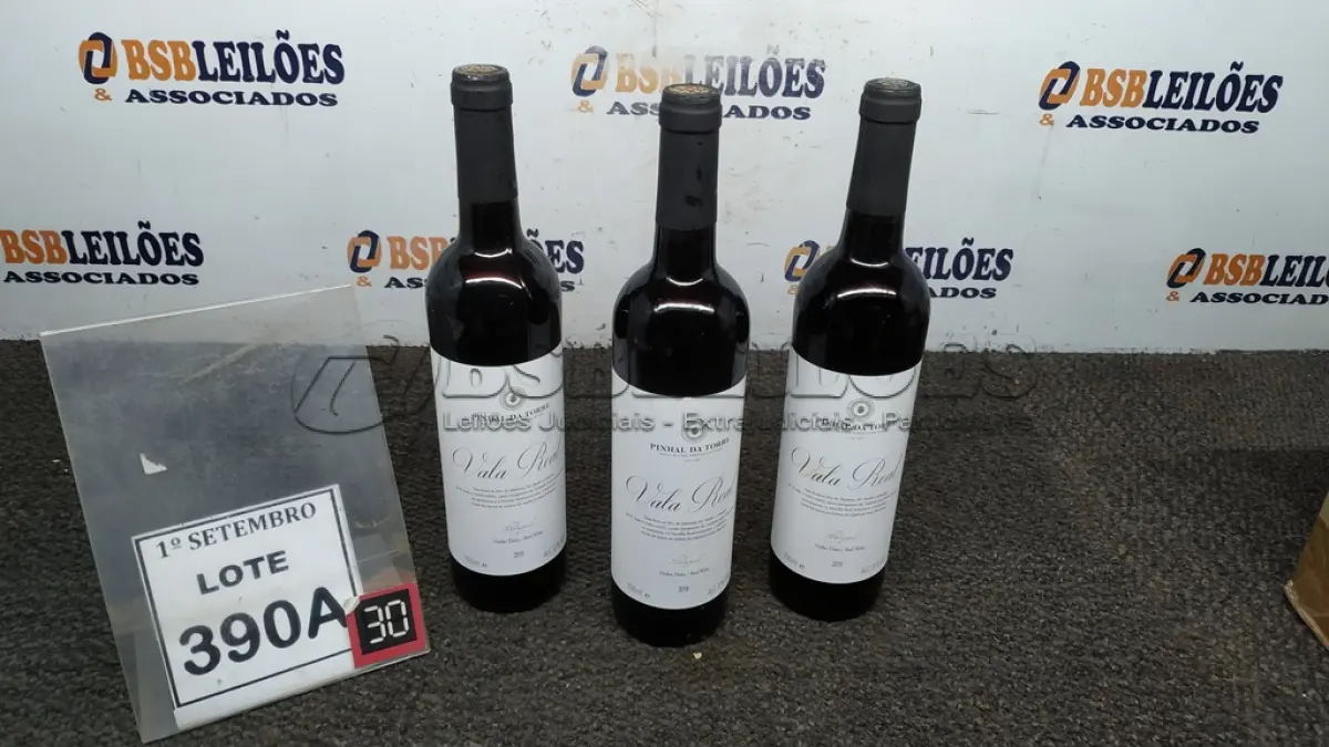 LOTE 390 - 03 GARRAFAS DE VINHO TINTO VALA REAL PORTUGUÊS SAFRA 2019 750ML. (NO ESTADO) ATENÇÃO! FAZER A VISITAÇÃO ANTES DE ARREMATAR, NÃO SABEMOS SE FUNCIONA, LEILÃO NÃO TEM GARANTIA E NEM DEVOLUÇÃO, SUJEITO A POSSÍVEIS AVARIAS VISÍVEIS/OCULTAS E/OU AUSÊNCIA DE COMPONENTES.