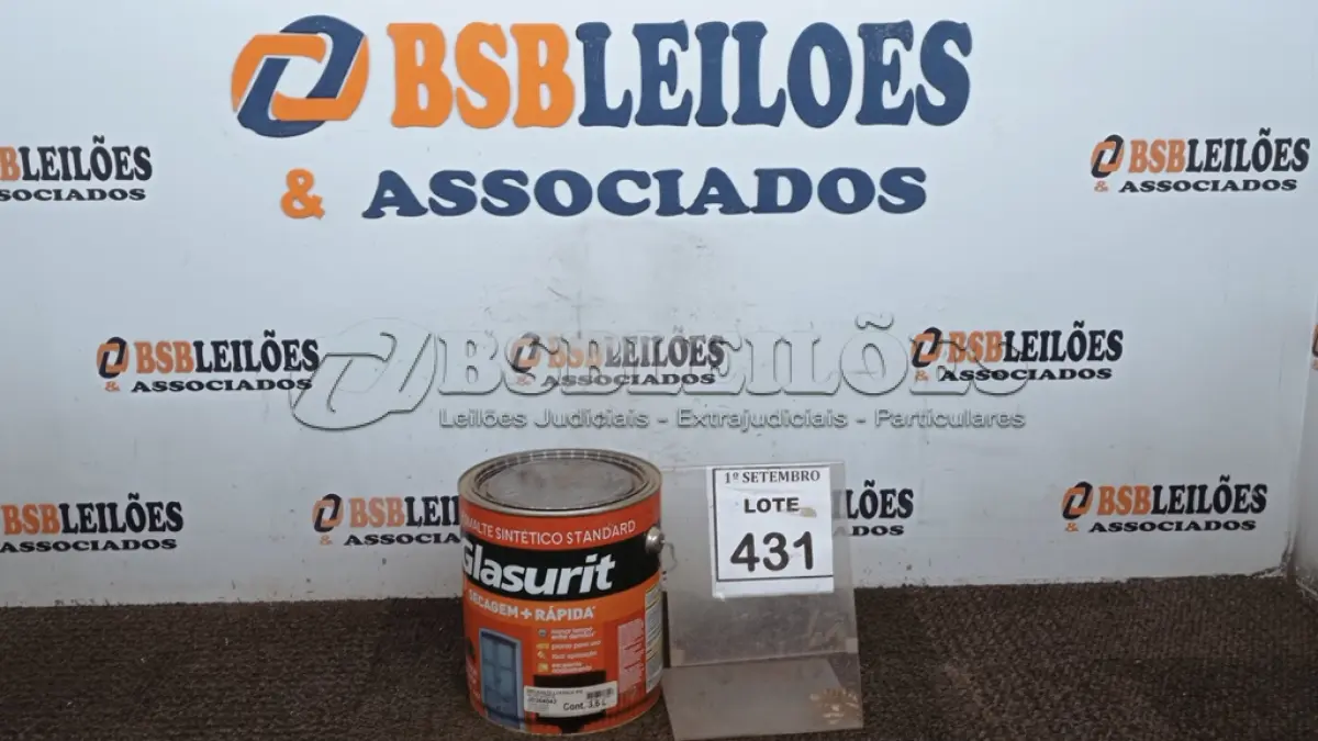 LOTE 431 - 01 LATA DE ESMALTE SINTÉTICO COM 3,6L NA COR BRILHANTE LARANJA IPÊ MARCA GLASURIT. (NO ESTADO) ATENÇÃO! FAZER A VISITAÇÃO ANTES DE ARREMATAR, NÃO SABEMOS SE FUNCIONA, LEILÃO NÃO TEM GARANTIA E NEM DEVOLUÇÃO, SUJEITO A POSSÍVEIS AVARIAS VISÍVEIS/OCULTAS E/OU AUSÊNCIA DE COMPONENTES.