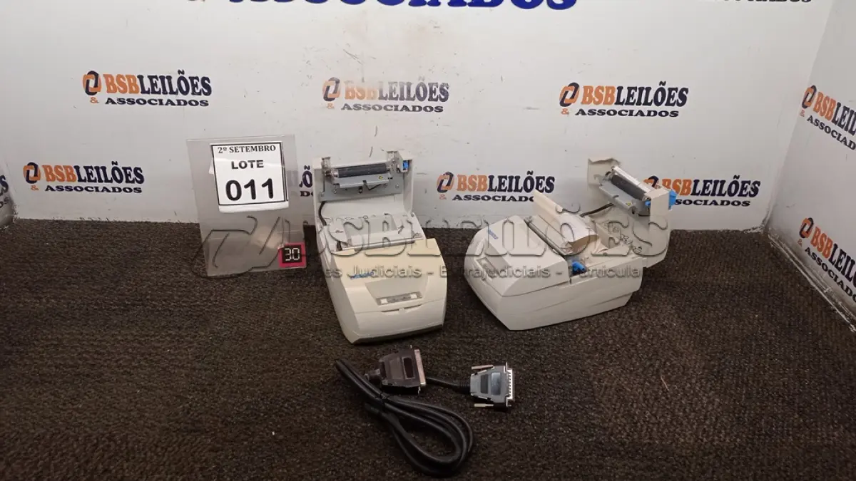 LOTE 011 - 02 IMPRESSORAS DE CUPOM. (NO ESTADO) ATENÇÃO! FAZER A VISITAÇÃO ANTES DE ARREMATAR, NÃO SABEMOS SE FUNCIONA, LEILÃO NÃO TEM GARANTIA E NEM DEVOLUÇÃO, SUJEITO A POSSÍVEIS AVARIAS VISÍVEIS/OCULTAS E/OU AUSÊNCIA DE COMPONENTES.