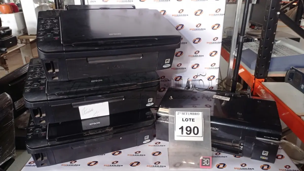 LOTE 190 - 04 IMPRESSORAS MARCAS E MODELOS DIVERSOS. (NO ESTADO) ATENÇÃO! FAZER A VISITAÇÃO ANTES DE ARREMATAR, NÃO SABEMOS SE FUNCIONA, LEILÃO NÃO TEM GARANTIA E NEM DEVOLUÇÃO, SUJEITO A POSSÍVEIS AVARIAS VISÍVEIS/OCULTAS E/OU AUSÊNCIA DE COMPONENTES.