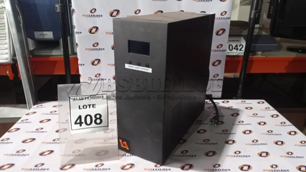 LOTE 408 - 01 NOBREAK MARCA LACERDA. (NO ESTADO) ATENÇÃO! FAZER A VISITAÇÃO ANTES DE ARREMATAR, NÃO SABEMOS SE FUNCIONA, LEILÃO NÃO TEM GARANTIA E NEM DEVOLUÇÃO, SUJEITO A POSSÍVEIS AVARIAS VISÍVEIS/OCULTAS E/OU AUSÊNCIA DE COMPONENTES.
