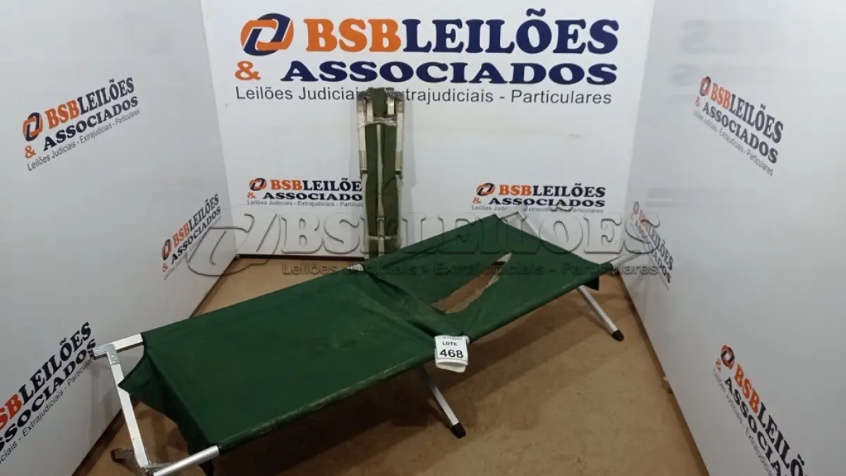 LOTE 468 - 02 CAMAS DOBRÁVEIS PORTÁTIL ESTRUTURA EM ALUMÍNIO. (NO ESTADO) ATENÇÃO! FAZER A VISITAÇÃO ANTES DE ARREMATAR, NÃO SABEMOS SE FUNCIONA, LEILÃO NÃO TEM GARANTIA E NEM DEVOLUÇÃO, SUJEITO A POSSÍVEIS AVARIAS VISÍVEIS/OCULTAS E/OU AUSÊNCIA DE COMPONENTES.