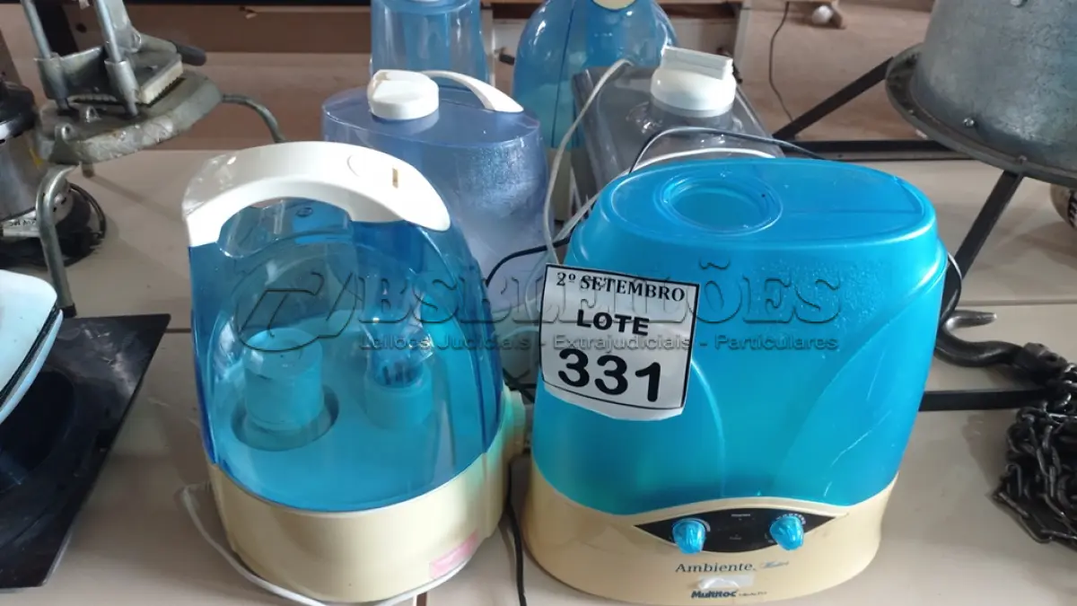 LOTE 331 - 06 UMIDIFICADORES DE AMBIENTES. (NO ESTADO) ATENÇÃO! FAZER A VISITAÇÃO ANTES DE ARREMATAR, NÃO SABEMOS SE FUNCIONA, LEILÃO NÃO TEM GARANTIA E NEM DEVOLUÇÃO, SUJEITO A POSSÍVEIS AVARIAS VISÍVEIS/OCULTAS E/OU AUSÊNCIA DE COMPONENTES.