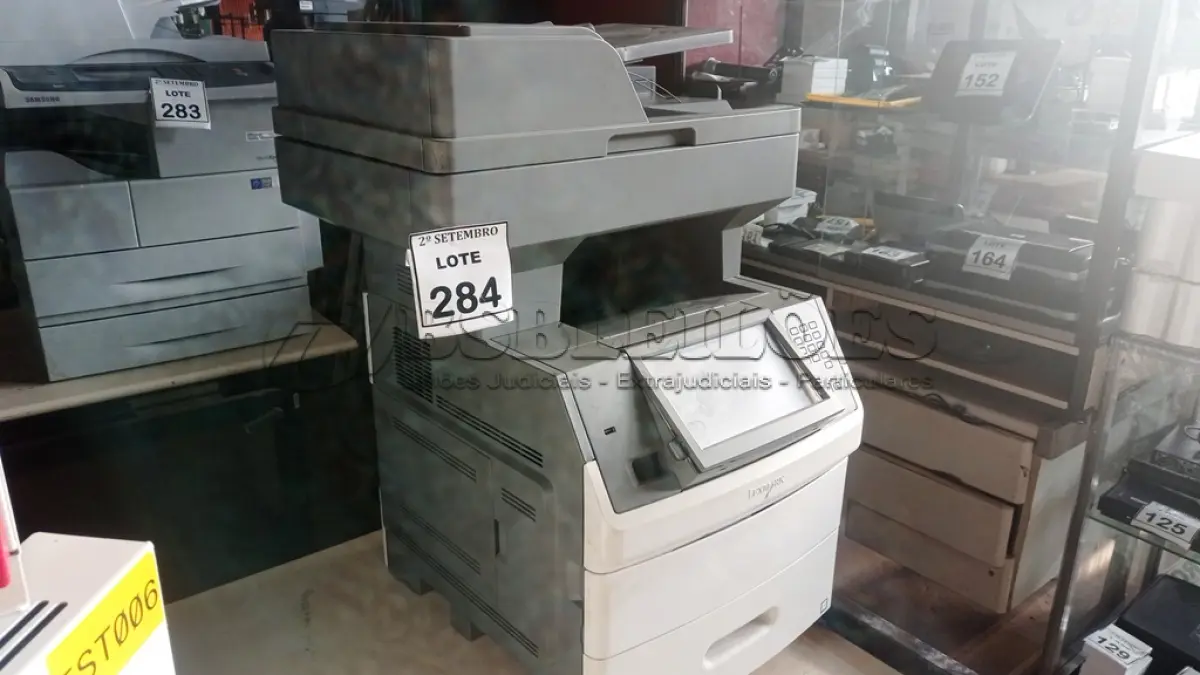 LOTE 284 - 01 IMPRESSORA MULTIFUNCIONAL MARCA LEXMARK MODELO X656DE. (NO ESTADO) ATENÇÃO! FAZER A VISITAÇÃO ANTES DE ARREMATAR, NÃO SABEMOS SE FUNCIONA, LEILÃO NÃO TEM GARANTIA E NEM DEVOLUÇÃO, SUJEITO A POSSÍVEIS AVARIAS VISÍVEIS/OCULTAS E/OU AUSÊNCIA DE COMPONENTES.
