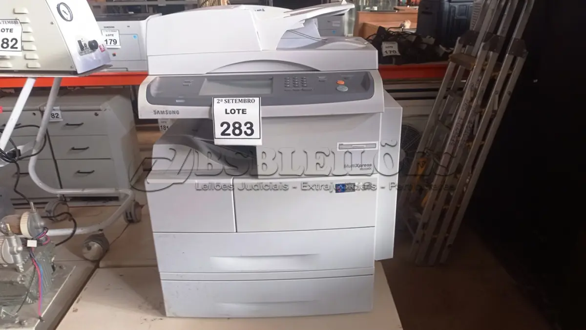 LOTE 283 - 01 IMPRESSORA MULTIFUNCIONAL MARCA SAMSUNG MODELO MULTIXPRESS 6555NX. (NO ESTADO) ATENÇÃO! FAZER A VISITAÇÃO ANTES DE ARREMATAR, NÃO SABEMOS SE FUNCIONA, LEILÃO NÃO TEM GARANTIA E NEM DEVOLUÇÃO, SUJEITO A POSSÍVEIS AVARIAS VISÍVEIS/OCULTAS E/OU AUSÊNCIA DE COMPONENTES.
