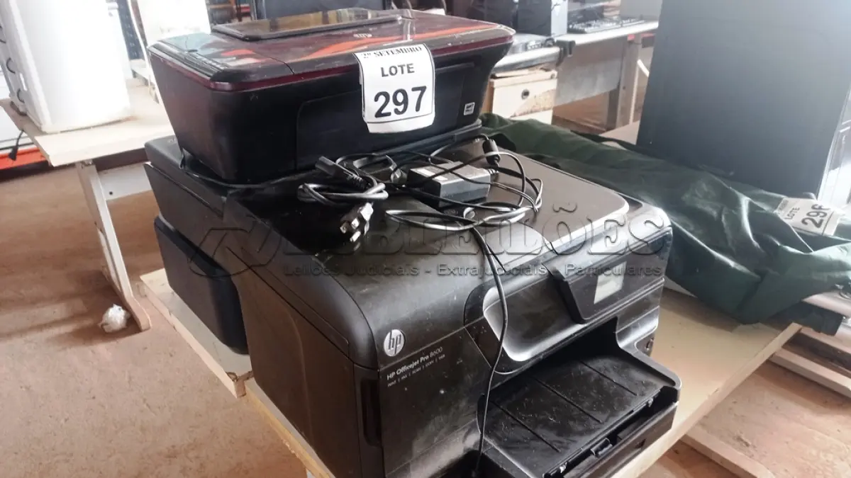 LOTE 297 - 03 IMPRESSORAS MARCA HP MODELOS DIVERSOS E 01 MARCA CANON. (NO ESTADO) ATENÇÃO! FAZER A VISITAÇÃO ANTES DE ARREMATAR, NÃO SABEMOS SE FUNCIONA, LEILÃO NÃO TEM GARANTIA E NEM DEVOLUÇÃO, SUJEITO A POSSÍVEIS AVARIAS VISÍVEIS/OCULTAS E/OU AUSÊNCIA DE COMPONENTES.