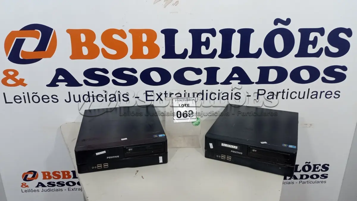 LOTE 069 - 02 MICROS COMPUTADORES MARCA POSITIVO. (NO ESTADO) ATENÇÃO! FAZER A VISITAÇÃO ANTES DE ARREMATAR, NÃO SABEMOS SE FUNCIONA, LEILÃO NÃO TEM GARANTIA E NEM DEVOLUÇÃO, SUJEITO A POSSÍVEIS AVARIAS VISÍVEIS/OCULTAS E/OU AUSÊNCIA DE COMPONENTES.