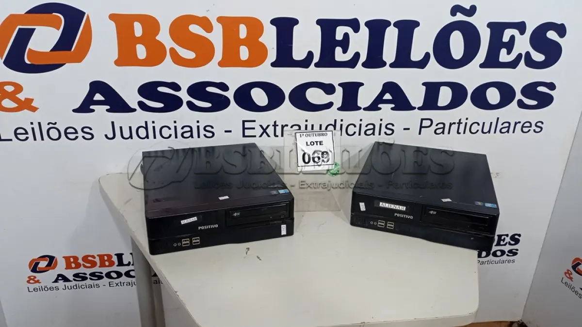 LOTE 069 - 02 MICROS COMPUTADORES MARCA POSITIVO. (NO ESTADO) ATENÇÃO! FAZER A VISITAÇÃO ANTES DE ARREMATAR, NÃO SABEMOS SE FUNCIONA, LEILÃO NÃO TEM GARANTIA E NEM DEVOLUÇÃO, SUJEITO A POSSÍVEIS AVARIAS VISÍVEIS/OCULTAS E/OU AUSÊNCIA DE COMPONENTES.