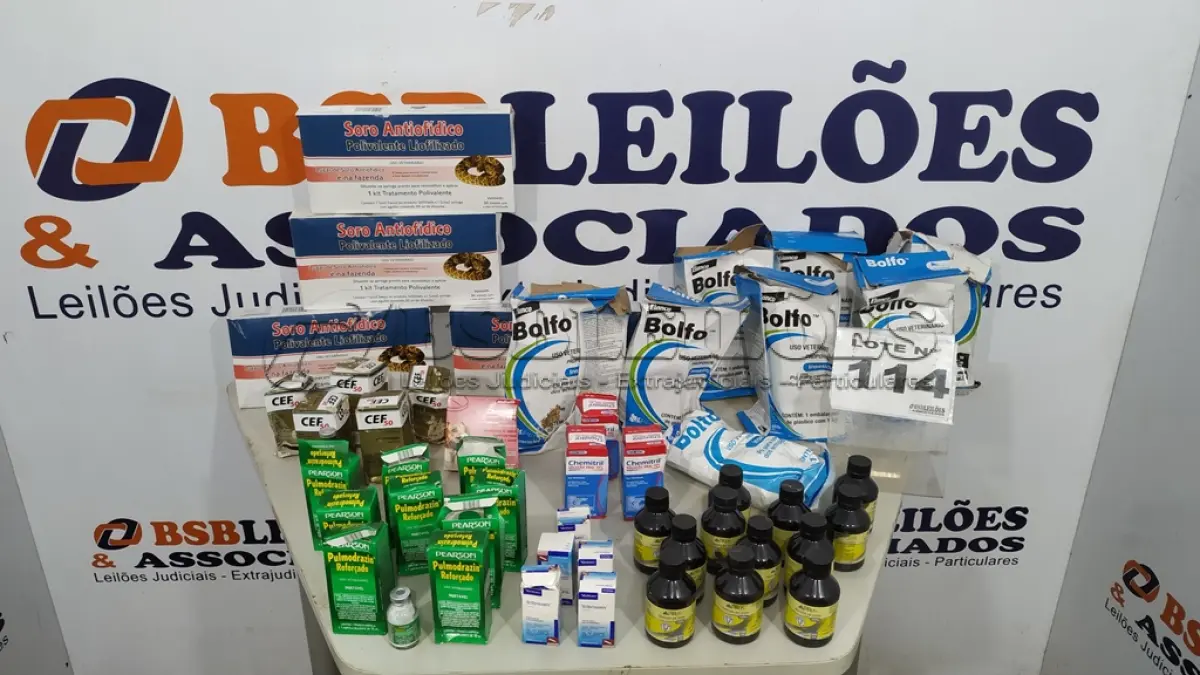 LOTE 114 - 01 LOTE DE REMÉDIOS VETERINÁRIOS DIVERSOS. (NO ESTADO, NÃO SABEMOS SE FUNCIONA. LEILÃO NÃO TEM GARANTIA E NEM DEVOLUÇÃO, SUJEITO A POSSÍVEIS AVARIAS VISÍVEIS/OCULTAS E/OU AUSÊNCIA DE COMPONENTES)