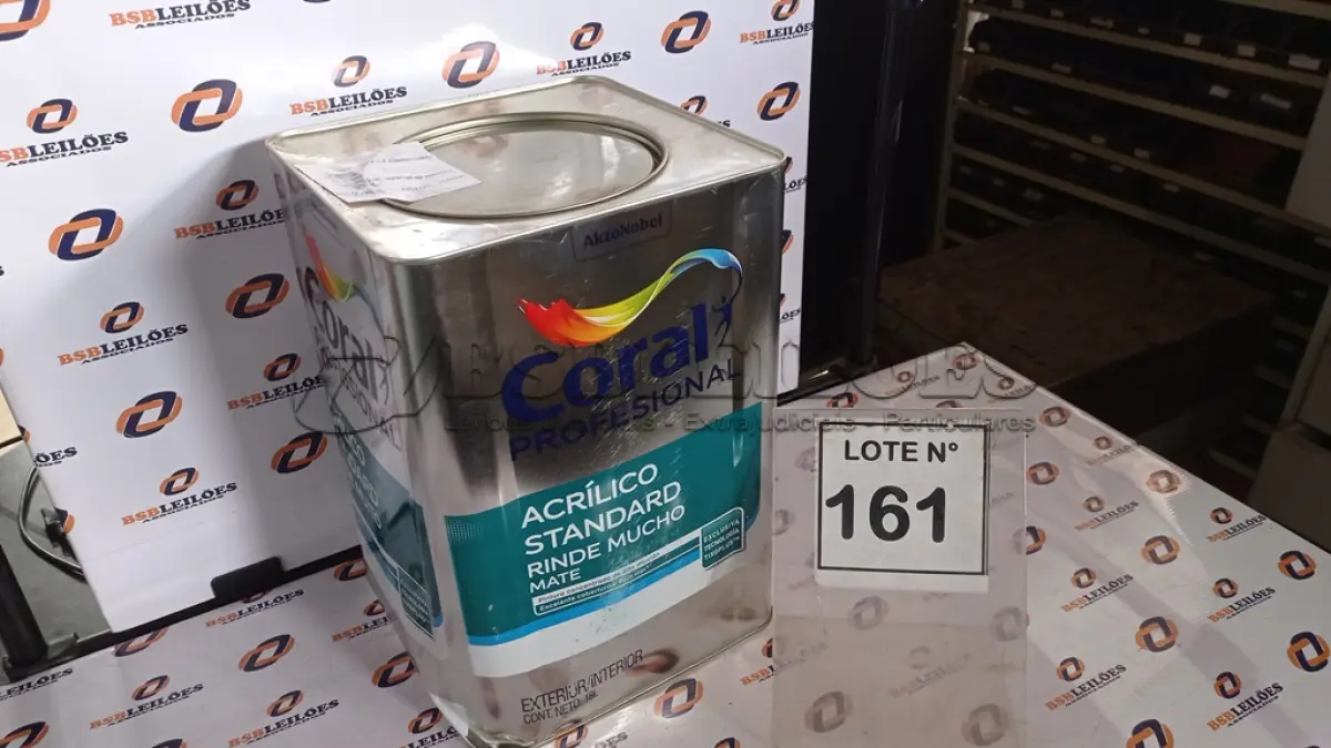 LOTE 161 - 01 LATA DE TINTA ACRILICA 18L NA COR BRANCA MARCA CORAL. (NO ESTADO, NÃO SABEMOS SE FUNCIONA. LEILÃO NÃO TEM GARANTIA E NEM DEVOLUÇÃO, SUJEITO A POSSÍVEIS AVARIAS VISÍVEIS/OCULTAS E/OU AUSÊNCIA DE COMPONENTES)
