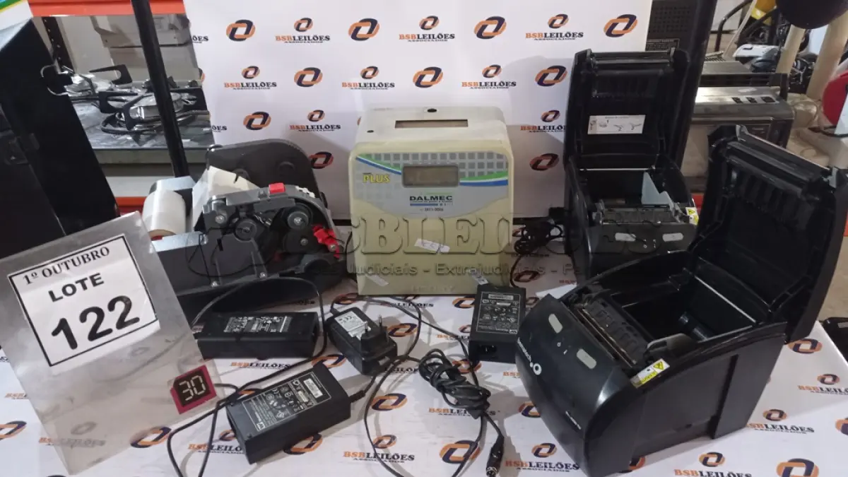 LOTE 122 - 02 IMPRESSORAS DE ETIQUETAS MARCAS SMART E DALMEC E 02 IMPRESSORAS TÉRMICAS MARCA BEMATECH. (NO ESTADO) ATENÇÃO! FAZER A VISITAÇÃO ANTES DE ARREMATAR, NÃO SABEMOS SE FUNCIONA, LEILÃO NÃO TEM GARANTIA E NEM DEVOLUÇÃO, SUJEITO A POSSÍVEIS AVARIAS VISÍVEIS/OCULTAS E/OU AUSÊNCIA DE COMPONENTES.
