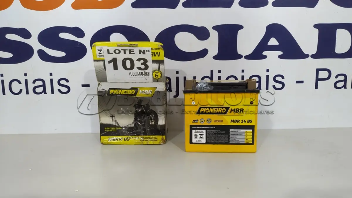 LOTE 103 - 01 BATERIA 12V - 13AH  PIONEIRO MBR14-BS (NO ESTADO, NÃO SABEMOS SE FUNCIONA. LEILÃO NÃO TEM GARANTIA E NEM DEVOLUÇÃO, SUJEITO A POSSÍVEIS AVARIAS VISÍVEIS/OCULTAS E/OU AUSÊNCIA DE COMPONENTES)