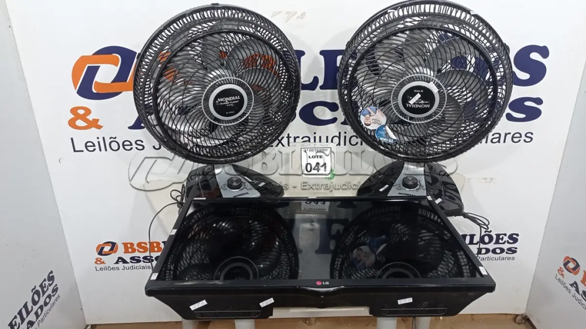LOTE 041 - 01 TV 32’’ MARCA LG E 02 VENTILADORES MARCA MONDIAL. (NO ESTADO) ATENÇÃO! FAZER A VISITAÇÃO ANTES DE ARREMATAR, NÃO SABEMOS SE FUNCIONA, LEILÃO NÃO TEM GARANTIA E NEM DEVOLUÇÃO, SUJEITO A POSSÍVEIS AVARIAS VISÍVEIS/OCULTAS E/OU AUSÊNCIA DE COMPONENTES.
