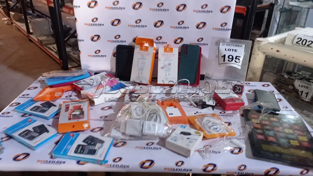 LOTE 195 - 01 LOTE COM VÁRIOS CARREGADORES DE CELULAR E CAPAS PARA CELULARES. (NO ESTADO) ATENÇÃO! FAZER A VISITAÇÃO ANTES DE ARREMATAR, NÃO SABEMOS SE FUNCIONA, LEILÃO NÃO TEM GARANTIA E NEM DEVOLUÇÃO, SUJEITO A POSSÍVEIS AVARIAS VISÍVEIS/OCULTAS E/OU AUSÊNCIA DE COMPONENTES.