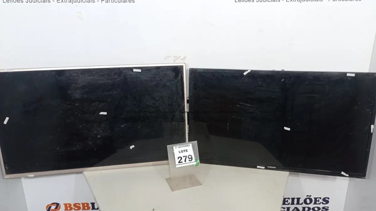 LOTE 279 - 01 TV LCD 42’’ MARCA PHILCO E 01 TV LCD 39’’ MARCA SAMSUNG. (NO ESTADO) ATENÇÃO! FAZER A VISITAÇÃO ANTES DE ARREMATAR, NÃO SABEMOS SE FUNCIONA, LEILÃO NÃO TEM GARANTIA E NEM DEVOLUÇÃO, SUJEITO A POSSÍVEIS AVARIAS VISÍVEIS/OCULTAS E/OU AUSÊNCIA DE COMPONENTES.