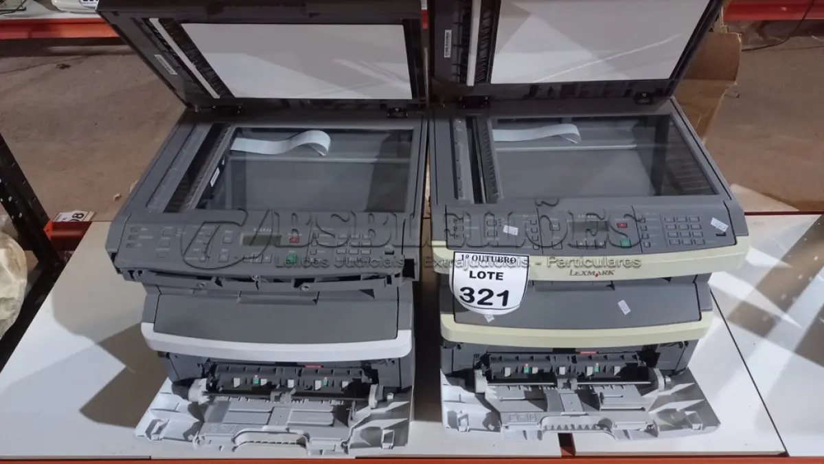 LOTE 321 - 02 IMPRESSORAS MODELO X364DN MARCA LEXMARK. (NO ESTADO) ATENÇÃO! FAZER A VISITAÇÃO ANTES DE ARREMATAR, NÃO SABEMOS SE FUNCIONA, LEILÃO NÃO TEM GARANTIA E NEM DEVOLUÇÃO, SUJEITO A POSSÍVEIS AVARIAS VISÍVEIS/OCULTAS E/OU AUSÊNCIA DE COMPONENTES.