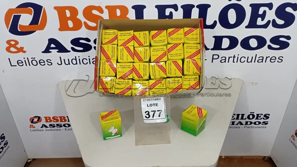 LOTE 377 - 01 LOTE COM APROXIMADAMENTE 50 ALARMES ATENÇÃO RÉ. (NO ESTADO) ATENÇÃO! FAZER A VISITAÇÃO ANTES DE ARREMATAR, NÃO SABEMOS SE FUNCIONA, LEILÃO NÃO TEM GARANTIA E NEM DEVOLUÇÃO, SUJEITO A POSSÍVEIS AVARIAS VISÍVEIS/OCULTAS E/OU AUSÊNCIA DE COMPONENTES.