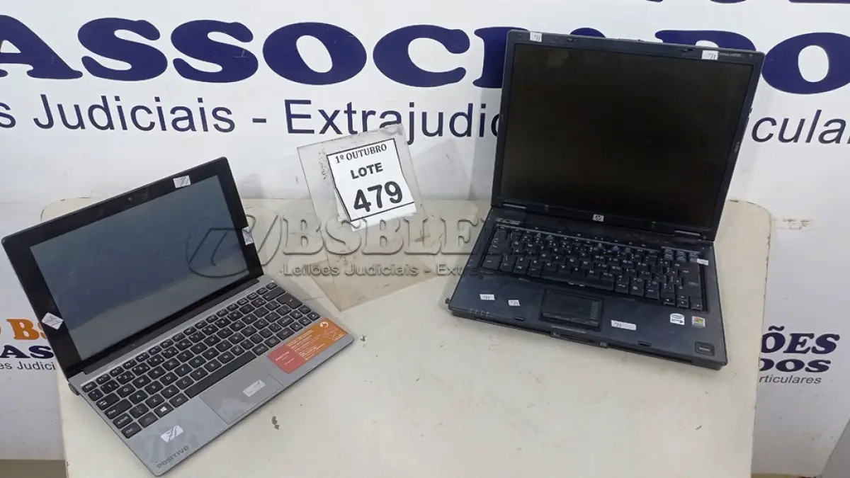 LOTE 479 - 01 NOTEBOOK MARCA HP E 01 NETBOOK MARCA POSITIVO. (NO ESTADO) ATENÇÃO! FAZER A VISITAÇÃO ANTES DE ARREMATAR, NÃO SABEMOS SE FUNCIONA, LEILÃO NÃO TEM GARANTIA E NEM DEVOLUÇÃO, SUJEITO A POSSÍVEIS AVARIAS VISÍVEIS/OCULTAS E/OU AUSÊNCIA DE COMPONENTES.
