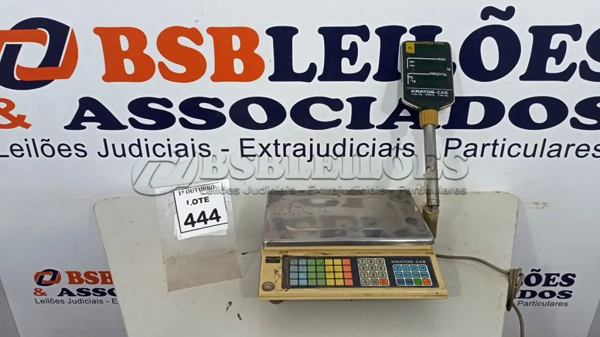LOTE 444 - 01 BALANÇA DIGITAL MARCA KRATOS MAX. 15KG. (NO ESTADO) ATENÇÃO! FAZER A VISITAÇÃO ANTES DE ARREMATAR, NÃO SABEMOS SE FUNCIONA, LEILÃO NÃO TEM GARANTIA E NEM DEVOLUÇÃO, SUJEITO A POSSÍVEIS AVARIAS VISÍVEIS/OCULTAS E/OU AUSÊNCIA DE COMPONENTES.