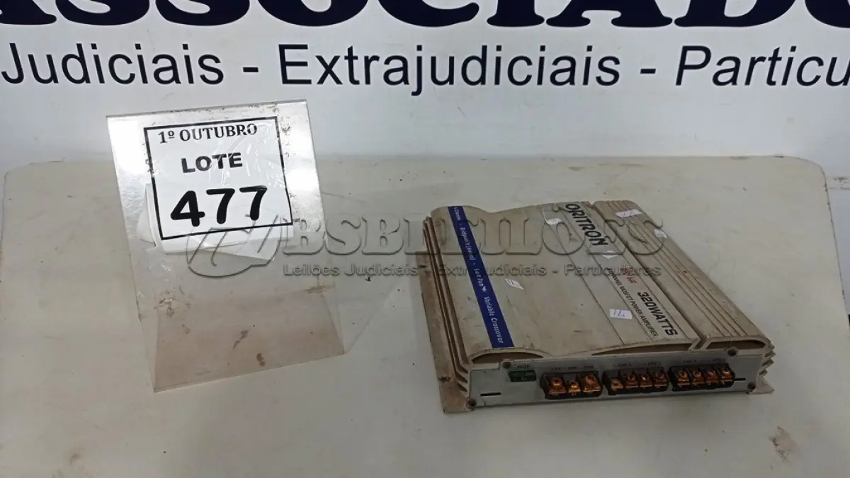 LOTE 477 - 01 MÓDULO AMPLIFICADOR DE ÁUDIO PARA CARROS MARCA ORITRON. (NO ESTADO) ATENÇÃO! FAZER A VISITAÇÃO ANTES DE ARREMATAR, NÃO SABEMOS SE FUNCIONA, LEILÃO NÃO TEM GARANTIA E NEM DEVOLUÇÃO, SUJEITO A POSSÍVEIS AVARIAS VISÍVEIS/OCULTAS E/OU AUSÊNCIA DE COMPONENTES.